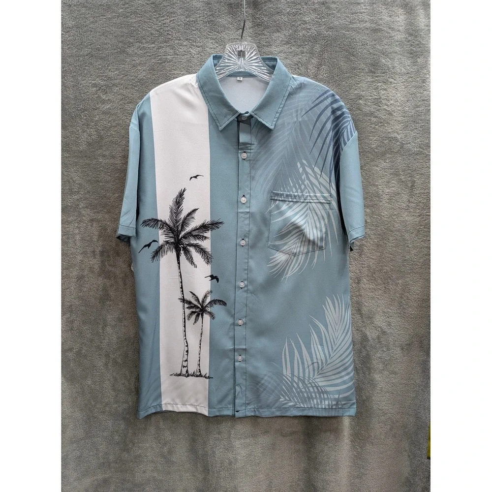 Tropical Button Up Shirt Mens Small‎ Short Sleeve Palm Tree Beach Casual Resort